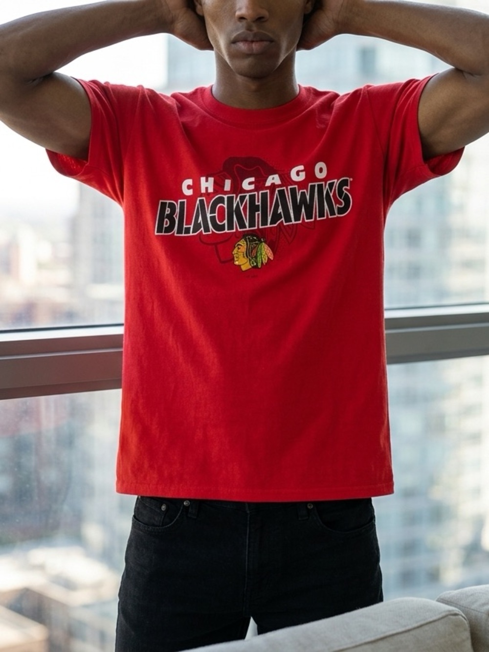 NHL Chicago Blackhawks Red Logo Tee - Men's Short Sleeve